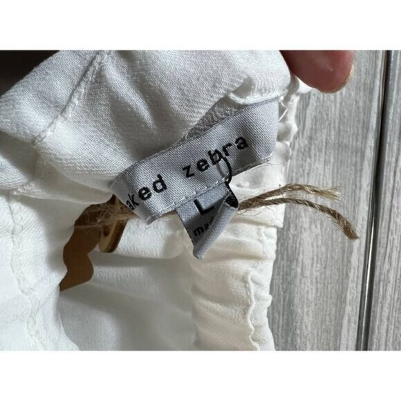 Naked Zebra Womens Ivory Sleeveless Jumpsuit With Button Front & Drawstring Wais - Picture 6 of 6